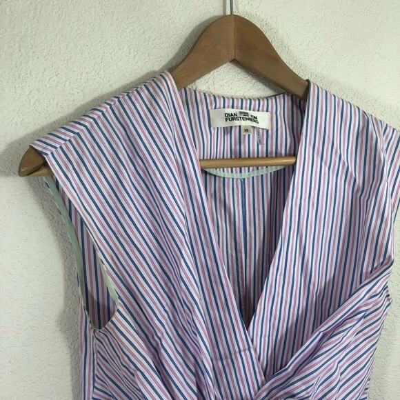 Diane von Furstenburg striped sleeveless knot blouse - Picture 4 of 9
